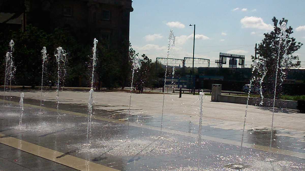 Eastside City Park water jet fountains